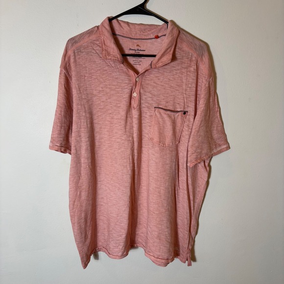 Tommy Bahama Jeans Island Modern Fit Coral Pink Short Sleeve Polo Shirt XL - Picture 1 of 7